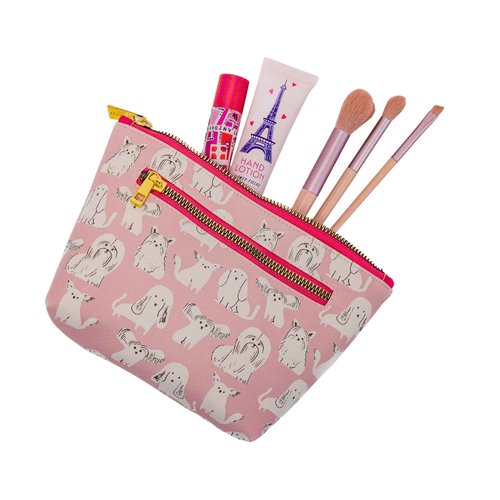 Studio Oh! Cosmetic Clutch - Makeup Organizer for Travel Size Toiletries - Metal Zippered Clutch Closes Securely - Water Resistant Vegan Leather - Watchdogs Clutch
