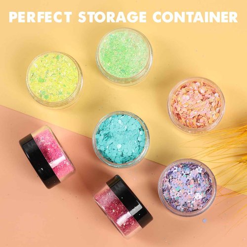 10 Gram 100 Count Sample Containers, Small Plastic Containers with Lids, Empty Sample Jars with Labels and Mini Disposable Spatulas(Black Lid)