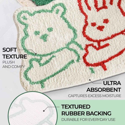 Dailylike Bath Rug, 24x17in Thick Extra Soft Plush Absorbent Durable Rubber Backing Non Slip Bathroom Rugs, Bath mat Machine Washable, Bathroom Rug for Bathtub, Bath, and Shower Floor - My Buddy