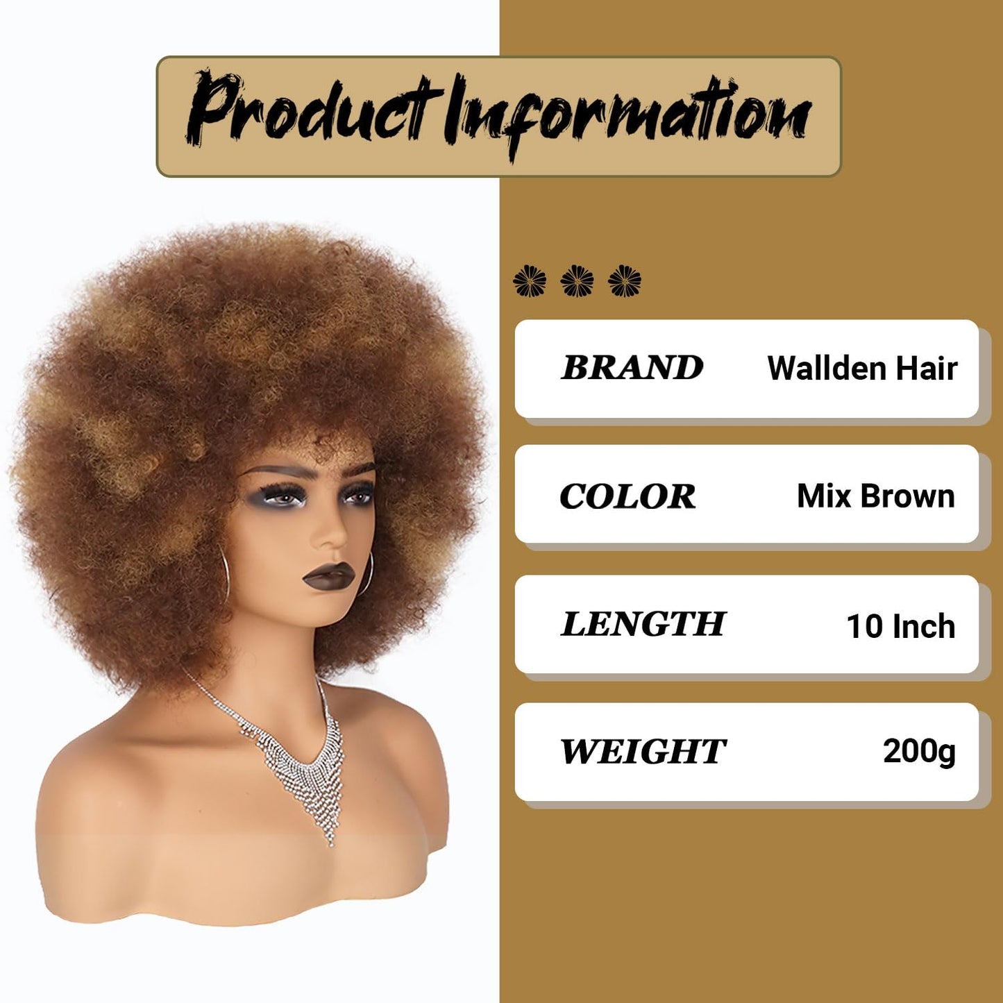 Wallden Hair Afro wigs for Black Women Glueless Wear and Go Wig 70's Short Afro Puff Wigs Big and Fluffy Heat Resistant Synthetic Colored Wig for Cosplay Costume Halloween Use (30/33)