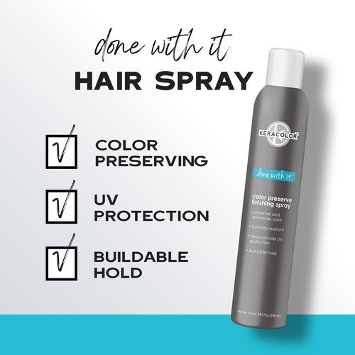 KERACOLOR Kit of 3-in-1 (Cleanse + Conditioner + Color) Lemon Semi-Permanent Hair Dye and Finishing Hair Spray 10oz