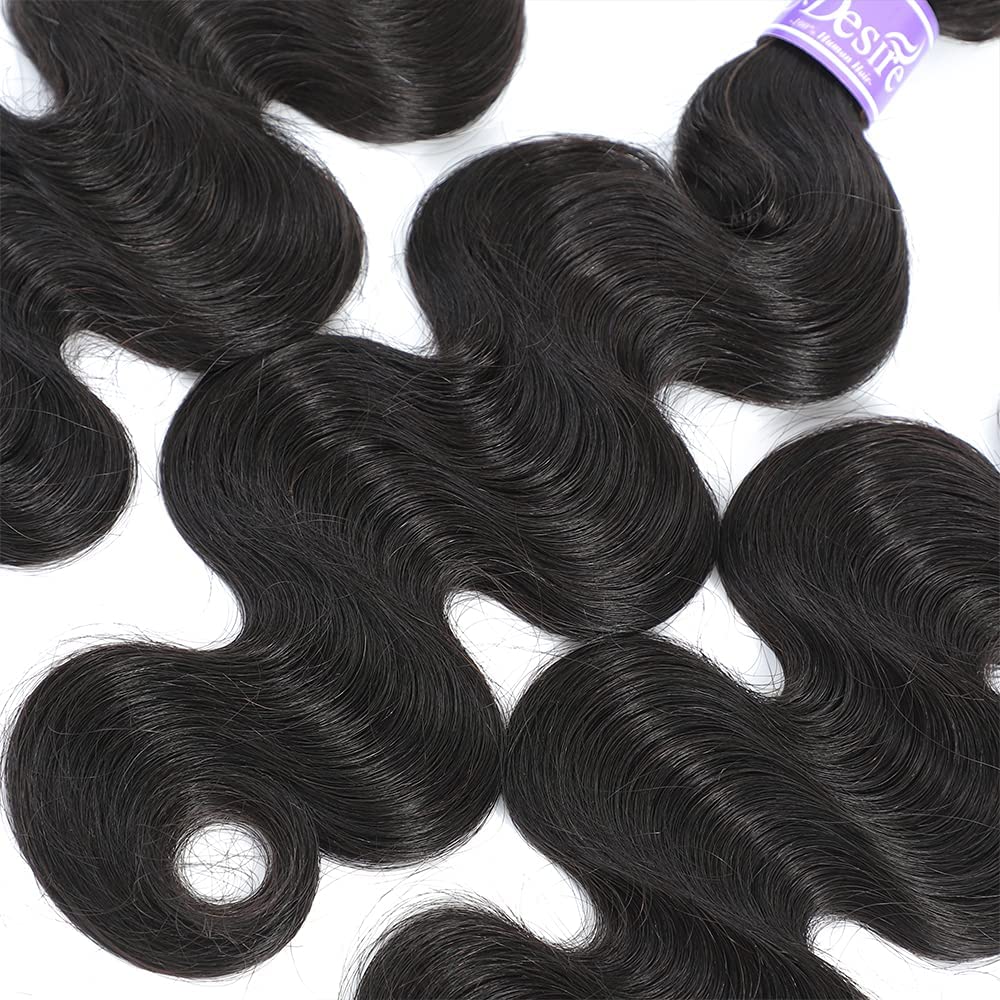 12A Brazilian Body Wave Bundles Human Hair 3 Bundles 100% Unprocessed Virgin Body Wave Human Hair Weave Bundles Natural Black (22 24 24inch)