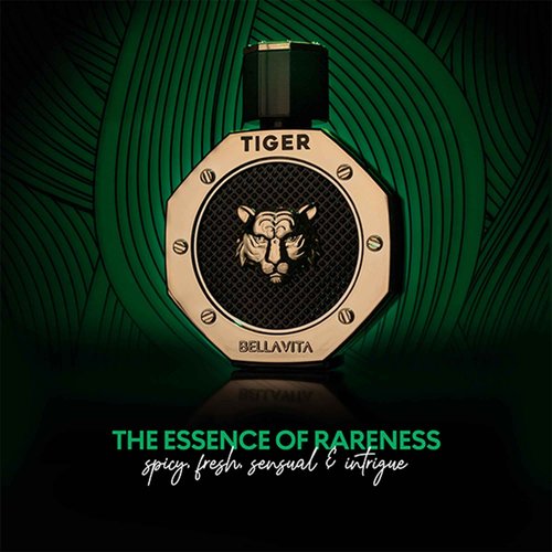 BellaVita Luxury TIGER Perfume for Men (3.38 Fl.oz) | Amber OUD, Patchouli, Bergamot, Lavender & Agarwood | Premium Lasting Men's Fragrances | Eau de Parfum gift for Men | Woody & Smooth Mens Purfume