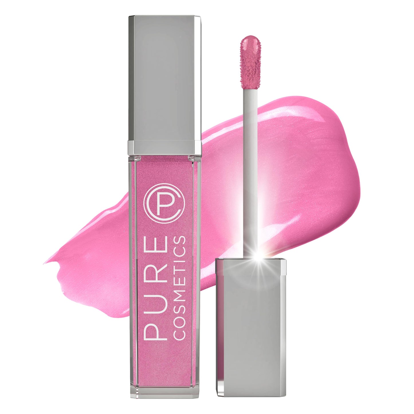 Pure Cosmetics Pure Illumination Lip Gloss - LED-lit Applicator w/Side Mirror - Non-Sticky, Moisturizing & Hydrating Lip Glosses - Soothes & Heals Dried Chapped Lips (Party Girl Pink)