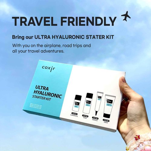 coxir Ultra Hyaluronic Christmas Gift Set – Cleansing Oil + Toner + Ampoule + Cream | Holiday Mini Skincare Kit, Travel-Size Korean Skincare Set, Hydrating Routine | Christmas Mini Gift for Women