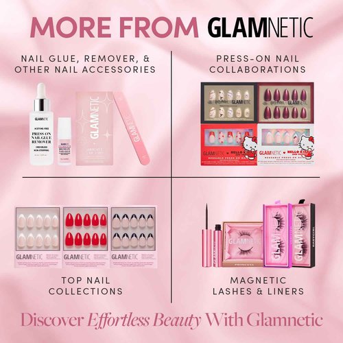 Glamnetic Press-On Nails & Adhesive Nail Tabs - Boba | Opaque Black Short Almond Nails, Reusable | 12 Sizes - 24 Nail Kit with Adhesive Tabs