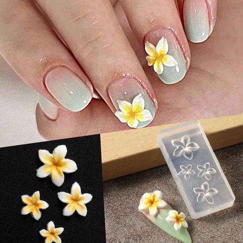 4pcs Silicone Nail Molds Small Flower Mould 3D Gel Nail Art Carving Templates Spring Summer Floral Manicure Tools