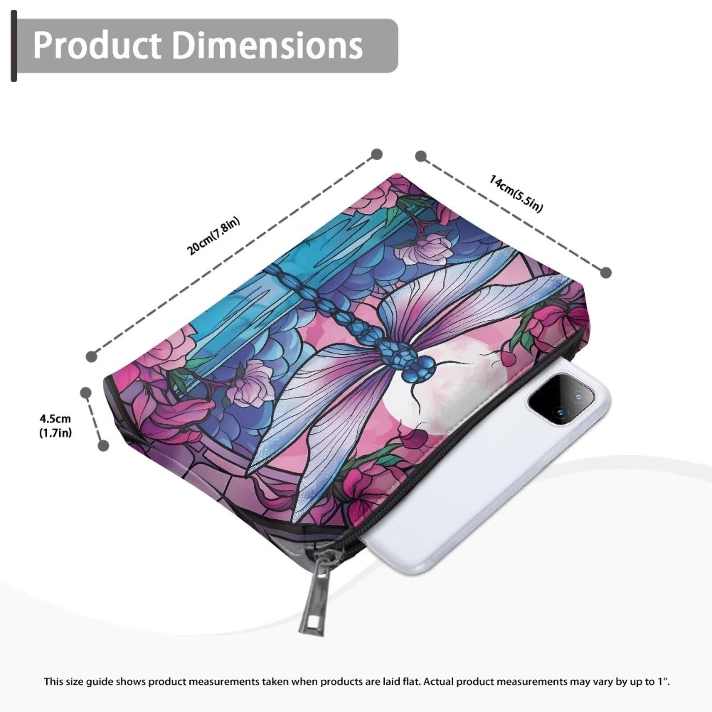 ELEDIZI Fantasy Dragonfly Makeup Bags for Women Travel Toiletry Bag for Women Carry On Portable Cosmetic Bags for Women Leather Waterproof Skincare Travel Bag with Zipper Birthday Gifts for Women