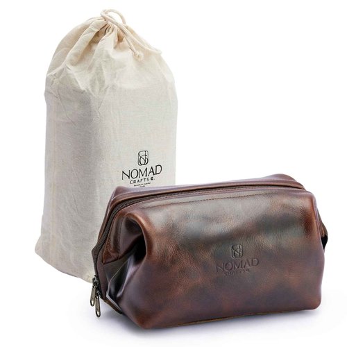 Premium Leather Travel Toiletry Bag for Men and Women, King-Size Dopp Kit with Waterproof Lining, Mens Toiletry Travel Bag, Men's Toiletry Bag, Mens Travel Bag Toiletry Kit, Leather Toiletry Bag Men