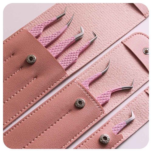 ANNAFRIS Eyelash Extension Tweezers,Fiber Tip Grip Boot Volume Lash Tweezers,Professional Pointed Lash Extension Tweezers for Easy Lash Application and Removal(2Pcs-F02/05)