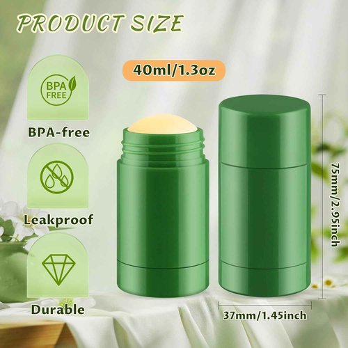 24 Pack 40ml/1.3oz Empty Deodorant Containers Twist-Up Refillable Deodorant Tubes Plastic Deodorant Bottles Bottom-fill Lip Balm Tubes For DIY Homemade Deodorant Aromatherapy Balm (green)