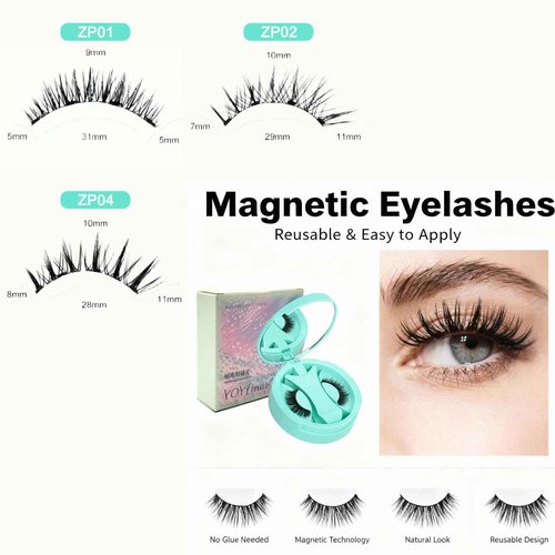 YOYfinee Magnetic Eyelashes with Applicator, Reusable Comfortable Magnetic Eyelashes, No Glue No Eyeliner Needed, Soft Magnets False Eyelashes, Easy to Wear(Z1)