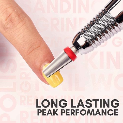 Makartt 5 in 1 Nail Drill Bits, 3/32" Shank Tungsten Carbide Tapered Drill Bits Bundle With 300Pcs Nail Drill Bits Sanding Bands #80#150#240 Grits