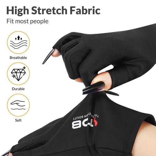 YTDB Fingerless Gloves, UV Protection Gloves for Women, Ideal for Gel Manicures and UV Light for Nails, Lightweight and Stretchy Fabric