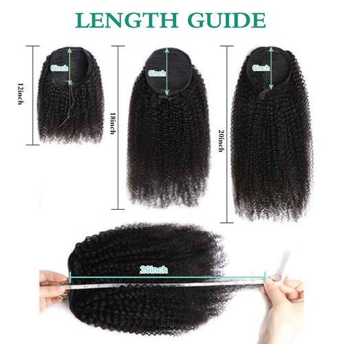Afro Puff Drawstring Ponytail Human Hair Afro Kinky Curly Drawstring Ponytail 4C for Black Women Natural Black Extension Human Hair 12 Inch