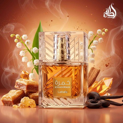 Lattafa Khamrah - Vanilla, Warm Spicy, Amber, Cinnamon - Eau de Parfum Long-Lasting Fragrance for Unisex, 3.40 Ounce / 100 ml
