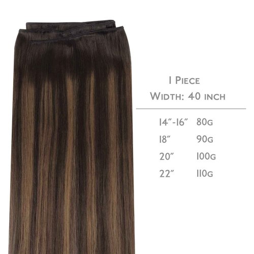 WENNALIFE Sew in Hair Extensions Real Human Hair, Weft Hair Extensions Human Hair 16 Inch 80g Balayage Dark Brown to Chestnut Brown Hand Tied Weft Straight Extensiones De Cabello Hmano