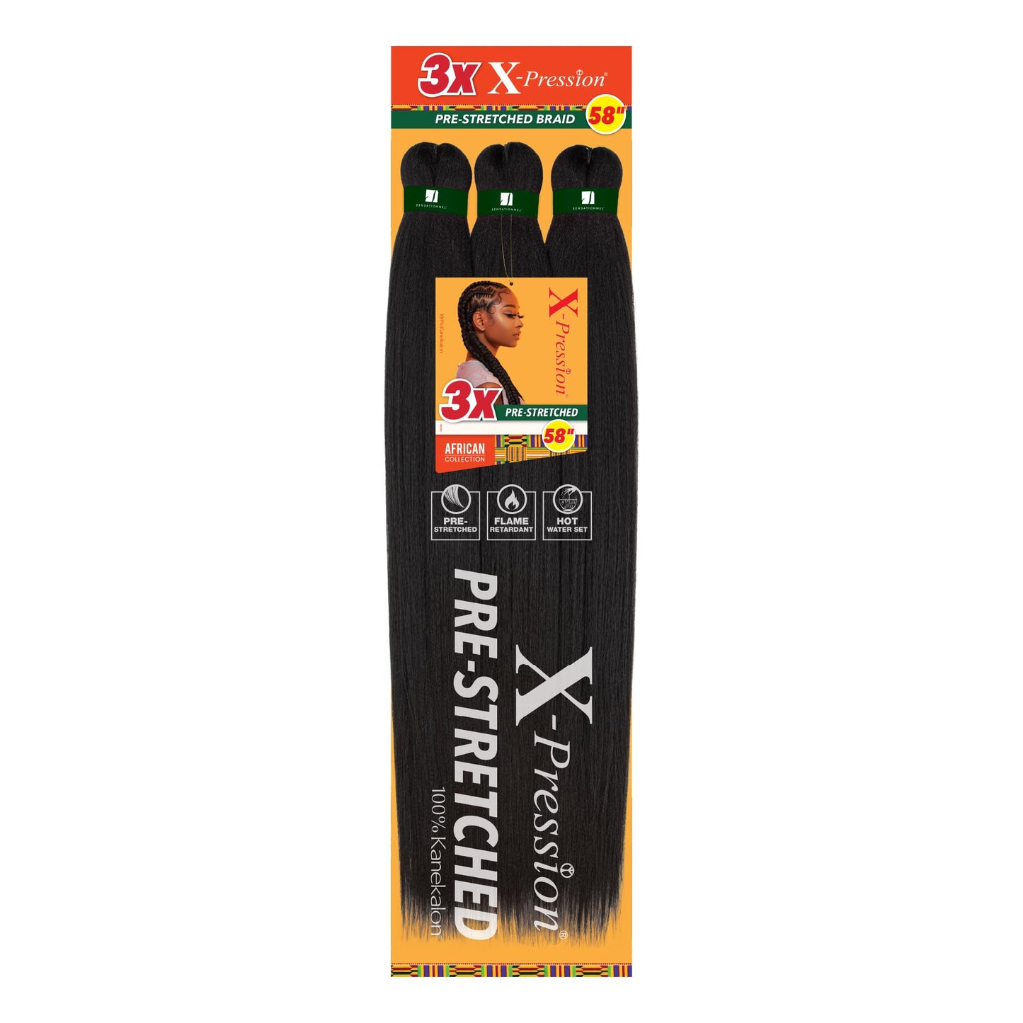 Sensationnel X-pression prestretched braiding hair - 3x braid 58 inch all kanekalon flame retardant synthetic braid for box braids and twists (1 pack, 30 LIGHTAUBURN)