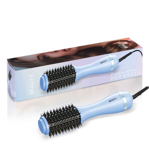 Cortex Beauty Infrared Infrared Volumizing Blowout Brush - blow dryer brush, round brush for blow drying, tools blow dryer brush, blow dryer with comb for black women, for all hair types, 2'' (Blue)