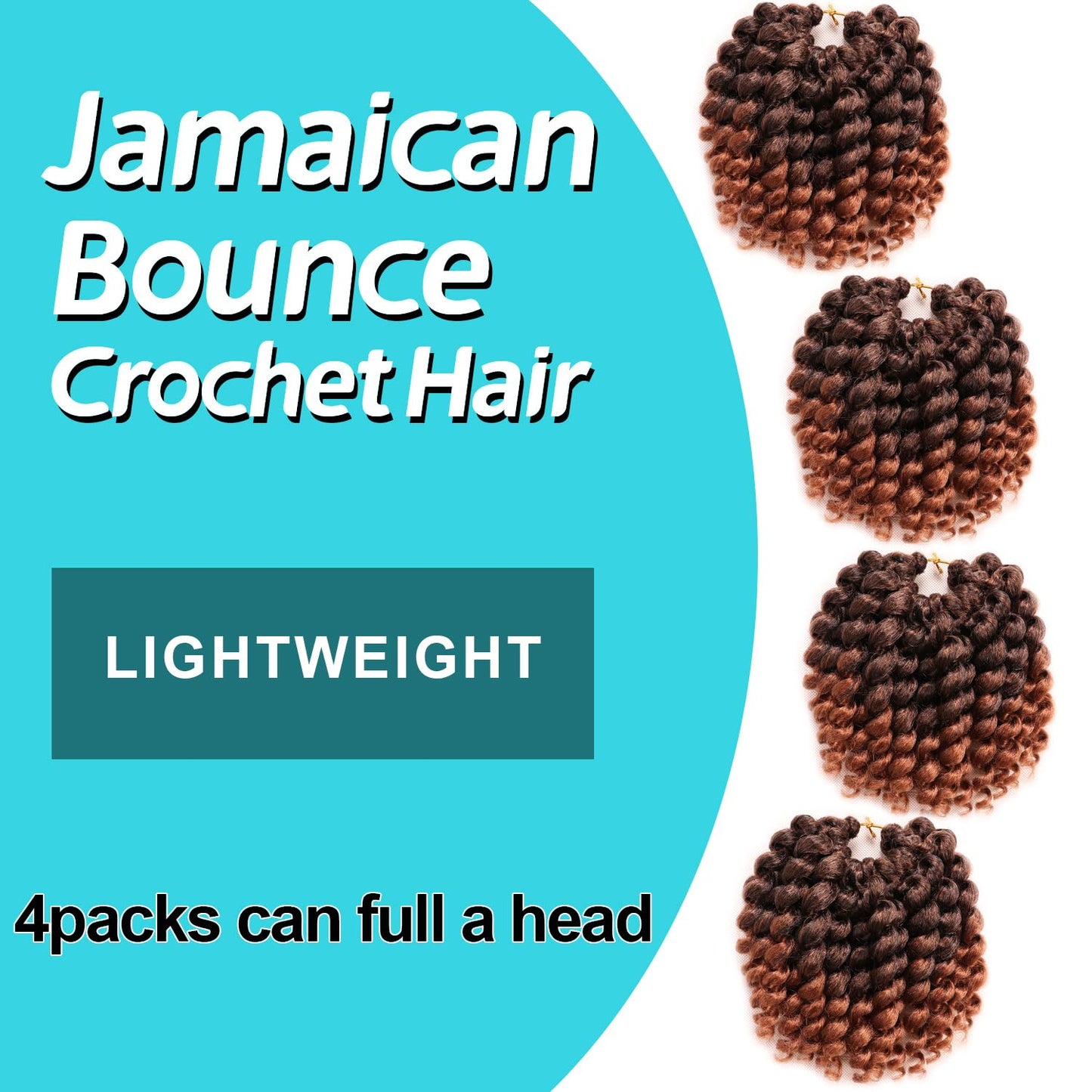 Jamaican Bounce Crochet Hair-4 Packs Deal 6 Inch Jumpy Wand Curl Crochet Hair Curly Crochet Hair For Black Women (6 Inch (Pack of 4), T1B-30#)