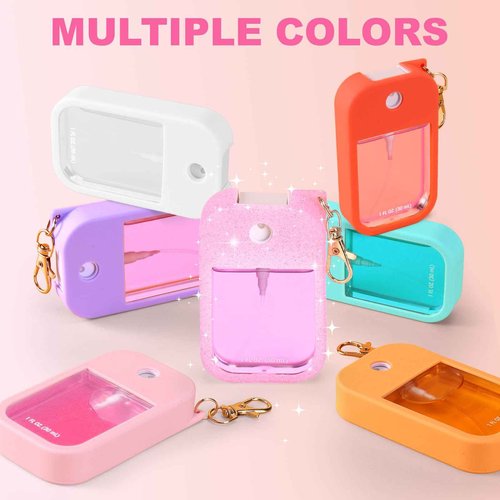 Palksky Hand Sanitizer Spray Case for Touchland,Protective Case with Keychain for Power Mist and Glow Mist1 fl oz(Glitter Sequin Pink),Travel Size
