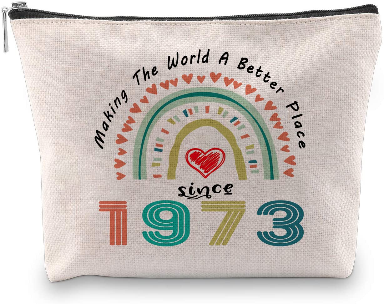 51st Birthday Gifts for Women, Making The World A Better Place Since 1973 Cosmetic Bag, 1973 Birthday Party Gifts, Makeup Bag Travel Pouch for 51 Year Old Woman, Friend Mom Aunt Sister Boss Teacher