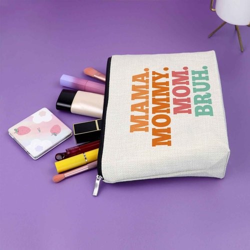 Sazuwu Mom Birthday Gifts from Son and Daughter Makeup Bag Mama Gifts for New Mom Mommy to Be Gift Cosmetic Bag Gifts for New Mom from Grandma Mothers Day Gifts for Mom Funny Mama Mommy Mom Bruh