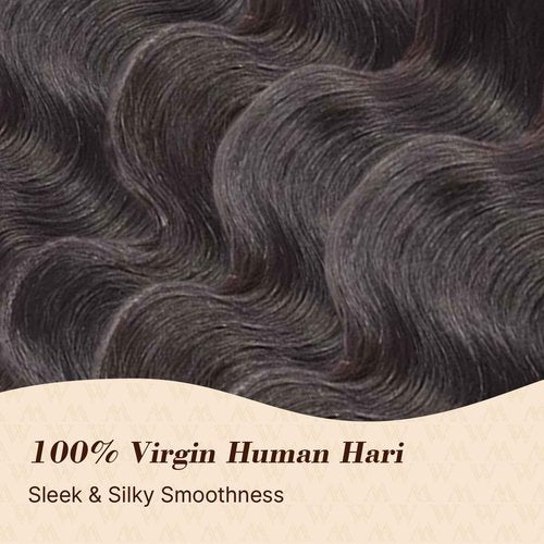 Wequeen 16A Body Wave Human Hair Bundles 16 Inch 100% Unprocessed Brazilian Virgin Hair Quick Weave Bundles Human Hair Extensions Real Human Hair, Natural Black