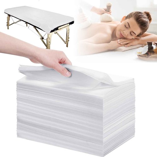 Disposable Bed Sheets 100 Pcs 31" x 71" Breathable Non Woven Fabric - Massage Table Sheets & SPA Bed Cover for Massage, Beauty, Tattoos（white）