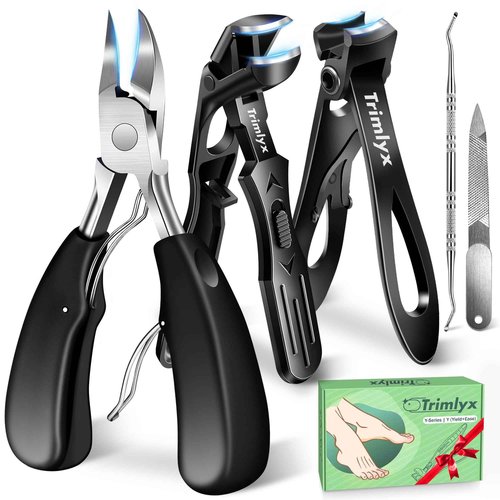 Trimlyx Toenail Clippers for Thick Toenails, Heavy Duty Toe Nail Clippers for Thick Nails for Seniors, Ingrown Large Toe Nail Clippers for Seniors, Men 5Pcs