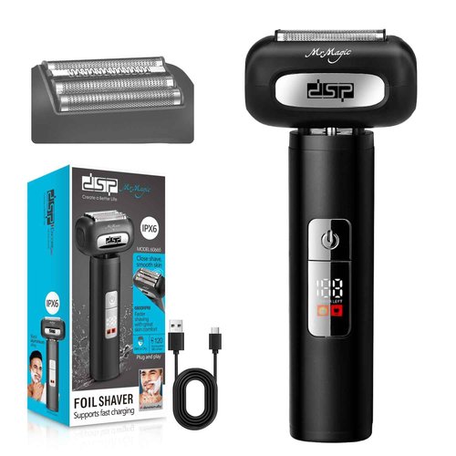 DSP Electric Shavers for Men, IPX6 Waterproof, Type-C, Rechargeable Shaver, 4-Blade Cutting System, Electric Foil Shaver, Travel Lock (Black)