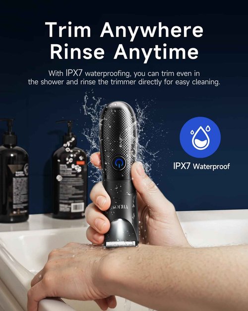 Manscape Trimmer for Men - No Nicks Electric Razor-Shaver for Balls/Pubic/Groin/Legs/Chest Hair Removal w/Light & Ceramic Blade, IPX7 Waterproof Body Groomer USB-C Charging, Gifts for Him Dad