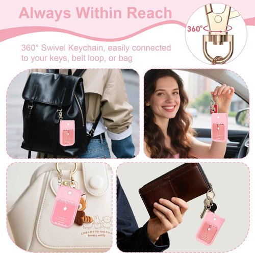 taessv Hand Sanitizer Spray Case for Touchland Silicone Touchland Case Keychain Cute Hand Sanitizer Spray Holder Compatible with Touchland Power Mist Gentle Mist Glow Mist, Pink