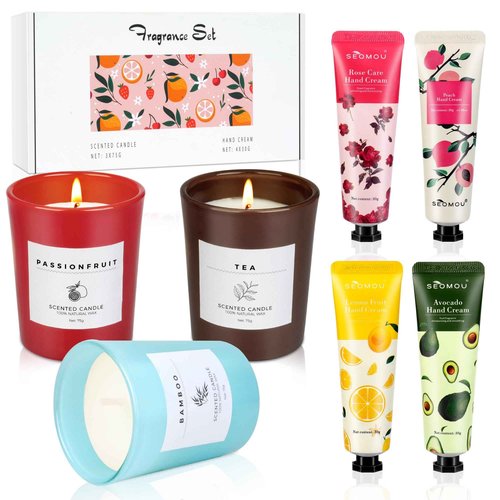 Hand Cream Gifts for Women, Scented Candle Gift Set，Hand Lotion for Dried Cracked Hands, Travel Size Mini Hand Lotion, Women Gift Box for Birthday Christmas Valentines Day Bridesmaid Proposal