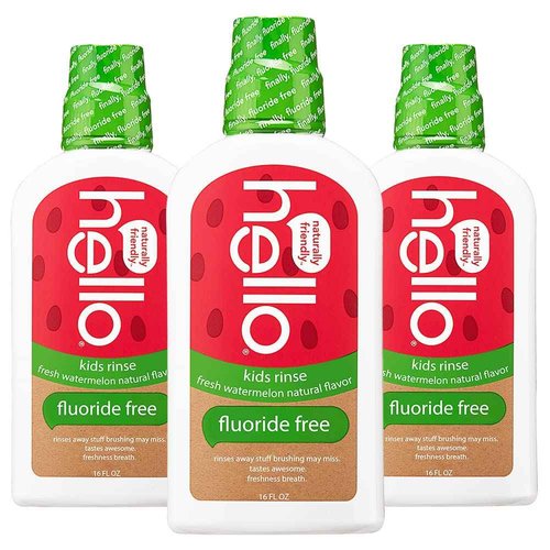 Hello Peace Out Plaque, Antigingivitis Alcohol Free Mouthwash, Natural Mint with Aloe Vera & Natural Watermelon Flavor Kids Fluoride Free Rinse, Alcohol Free, Vegan, SLS Free
