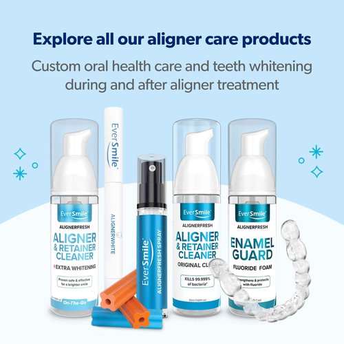 EverSmile AlignerFresh Original Clean Foam – Cleaner Compatible w/Invisalign and All Clear Aligners & Retainers – Eliminates Bacteria, Whitens Teeth, Fights Bad Breath – 50ml (2 Pack)