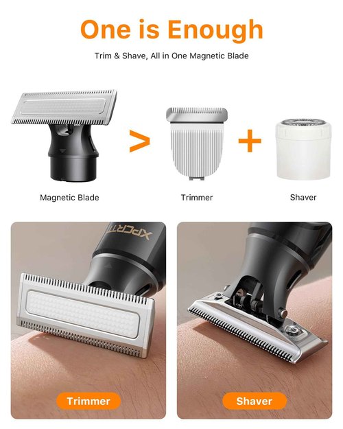 [2025 Upgraded] Body & Nose Hair Trimmer Kit, [All-in-One] Travel Beard Electric Shaver for Men, USB-C Fast Charging, Rechargeable Painless Razor Cordless Waterproof Wet/Dry, Black(Solo)