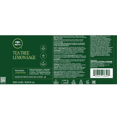 Tea Tree Special Shampoo + Lemon Sage Thickening Conditioner, Builds Body + Boosts Volume, For Fine Hair, 10.14 fl.oz.,Set