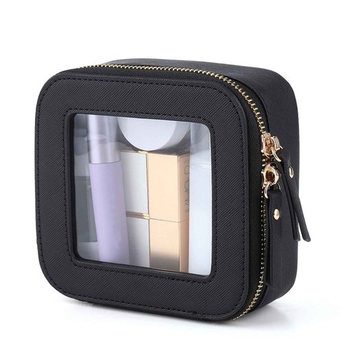 Small Clear Makeup Bag Travel Cosmetic Case, Portable Make Up Organizer Traveling Compact Car Bag for Essentials Transparent Toiletry Bag with Zipper