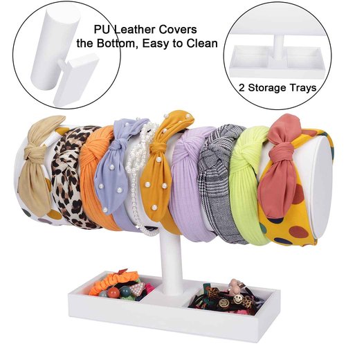 SYYSY White Leather Headband Holder Organizer Storage Headband Stand Display Baby Headband Organizer for Girls Women