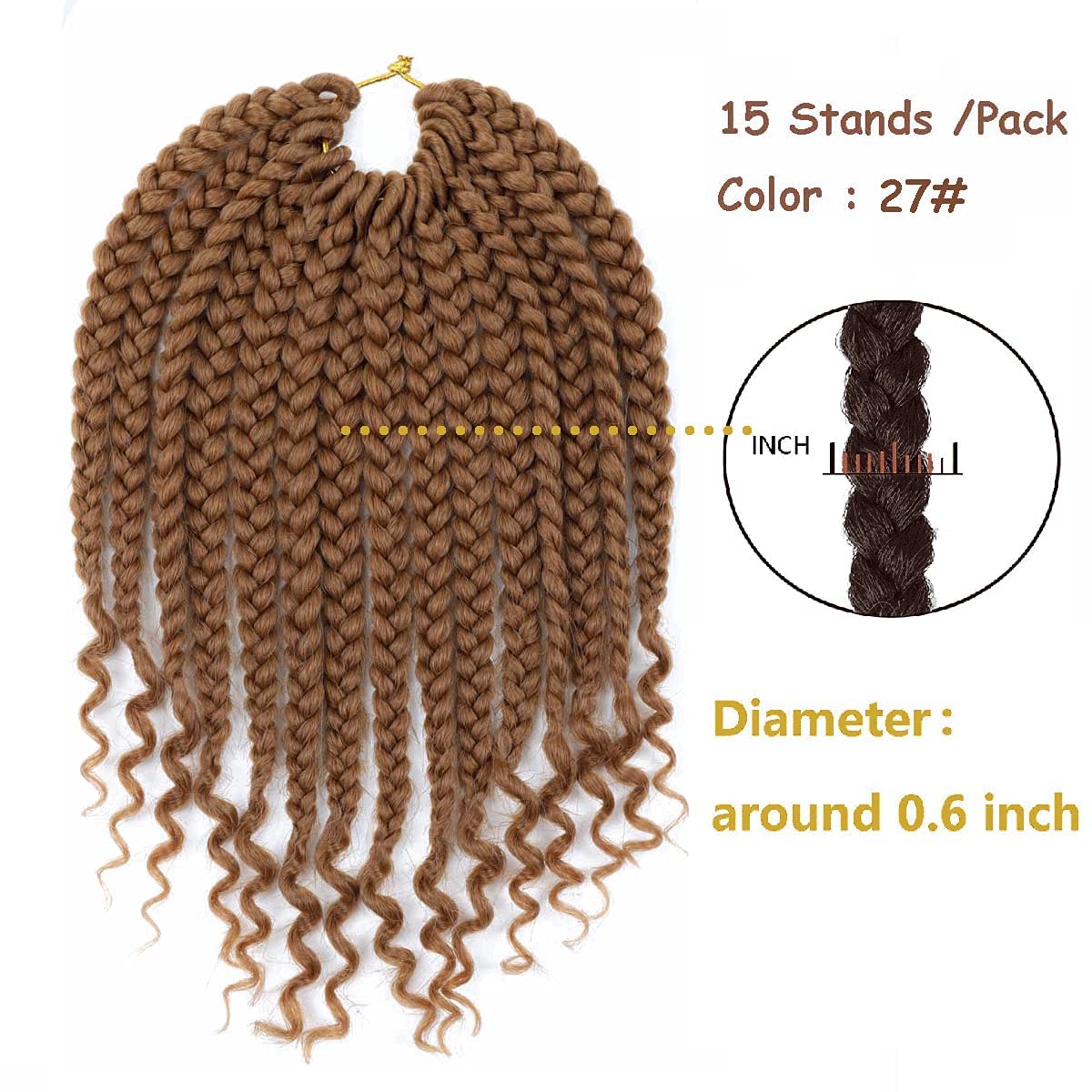 6 Packs Crochet Box Braids Curly Ends 10 Inch Bohemian Box Braids Crochet Hair Goddess Box Braids for Black Women (27, 10 Inch)