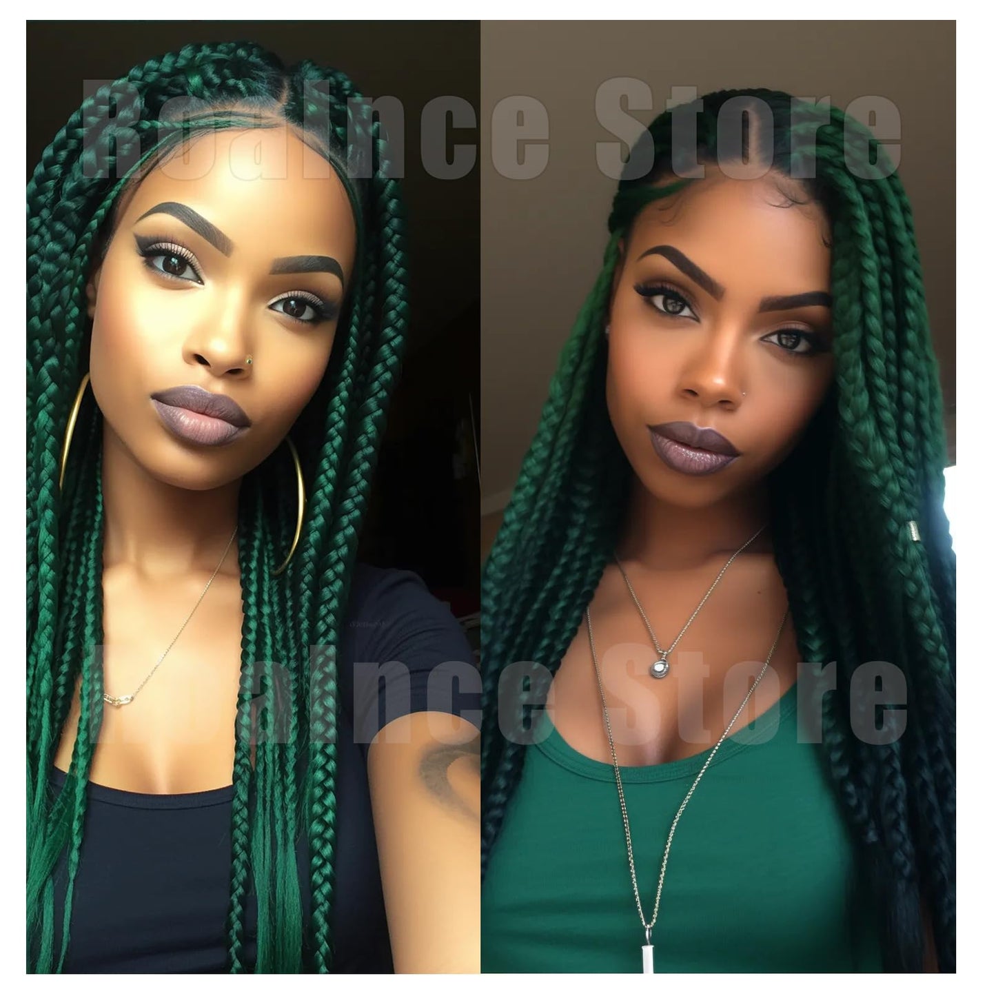 Braiding Hair Pre Stretched for Women Hair Extensions Box Braids Soft Synthetic Knotless Yaki Texture Hot Water Setting Braid Green (24inch 3Packs)