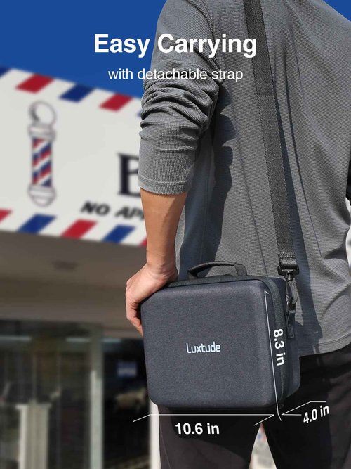 Luxtude Travel Barber Case, Hard Barber Bags for Clippers and Supplies, Travel Hair Clipper Case, Clipper and Trimmer Cases with Shoulder Strap, Easy Carrying