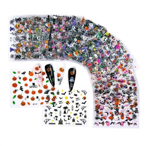 90 Sheets Nail Stickers for Nail Art, Halloween Nail Art Stickers 3D Self-Adhesive Christmas Nail Decals for Nails Design, Snowflake Nail Decoration Holiday Nail Accessories for Women Girls
