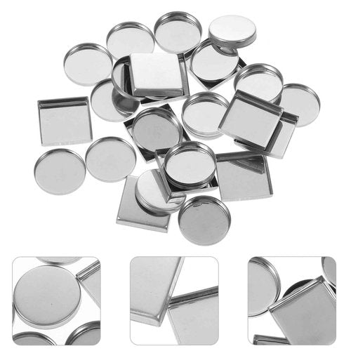Beatifufu 30pcs Empty Metal Round and Square Pans for Eyeshadow and Makeup Palettes Empty Eyeshadow Containers and Accessories for DIY Makeup Projects