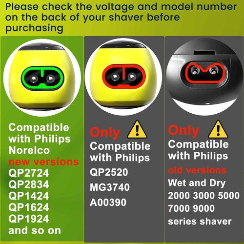 BENSN Charger Cord for Philips Norelco One Blade QP1924, Charging Cable for Philips Beauty Lady Electric Shaver Series 6000 8000, BRL146, BRL166, BRL136 [2 Pack 1M, 3,3ft,White]