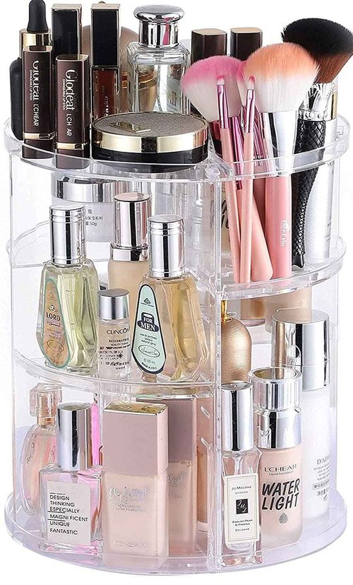 Clear Rotating Makeup Organizer for Vanity,Adjustable Skincare Organizer Countertop,Cosmetic Display Cases for Beauty,Skin Care,Spinning Makeup Stand,Make up Storage Organizer and Perfume organizer