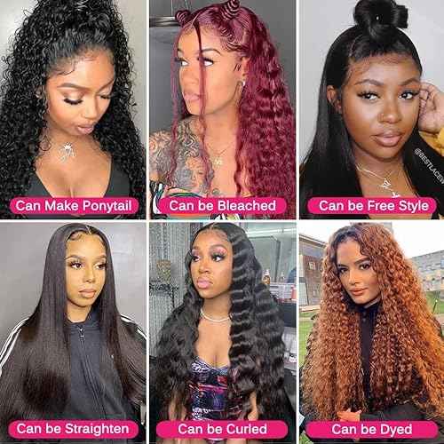 Water Wave 13x6 HD Transparent Lace Front Wigs Human Hair Pre Plucked Deep Wave Glueless Wigs Human Hair 180% Denisty Lace Frontal Wigs Human Hair for Women Natural Black Color 22 Inch