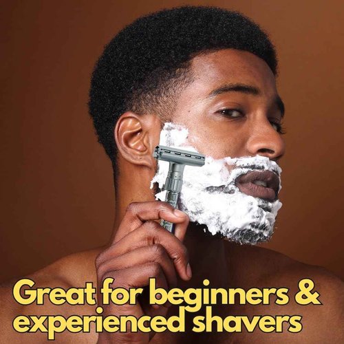 G.B.S Adjustable Double Edge Butterfly Razor Stainless Steel Knurled Handle Ergonomic Non Slip Grip