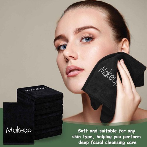 Shimeyao 20 Pack Makeup Towels Black Makeup Washcloths for Face Microfiber Remover Cloth 13x13 Inch Quick Dry Face Towels for Cleaning Hand